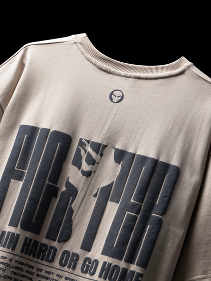 FIGHTER Beige Oversized T-shirt